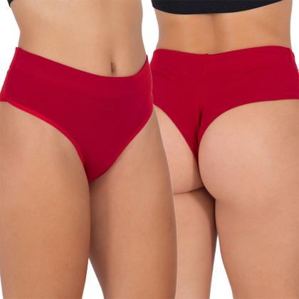 Imagem de Kit com 10 Calcinhas Cintura Alta Fio Duplo Algodão Lingerie