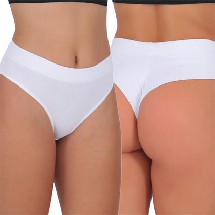 Imagem de Kit com 10 Calcinhas Cintura Alta Fio Duplo Algodão Lingerie