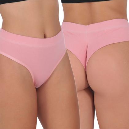 Imagem de Kit com 10 Calcinhas Cintura Alta Fio Duplo Algodão Lingerie