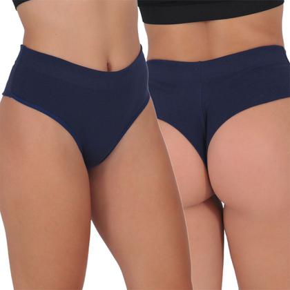 Imagem de Kit com 10 Calcinhas Cintura Alta Fio Duplo Algodão Lingerie