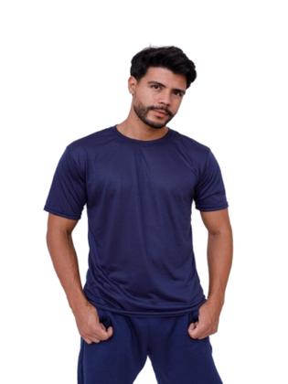 Imagem de Kit Com 10 Camisetas Lisas Azul Marinho 100% Poliéster