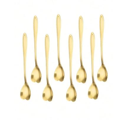 Imagem de Kit com 10 colheres de sobremesa de coração.