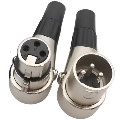 Kit Com 10 Conectores Plug XLR Canon Fêmea e Macho Em L 90º Graus