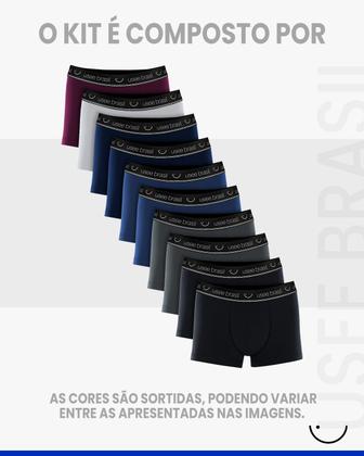 Imagem de Kit Com 10 Cuecas Boxer Algodão Adulto Usee Brasil