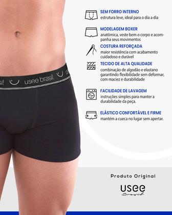 Imagem de Kit Com 10 Cuecas Boxer Algodão Adulto Usee Brasil