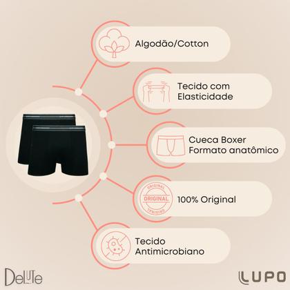 Imagem de Kit Com 10 Cuecas Boxer Box Original Lupo De Algodão Cotton Com Elastano E Cós Estampado