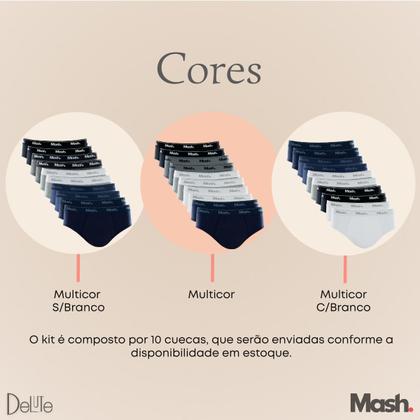 Imagem de Kit com 10 Cuecas Mash Slip de Algodão Cotton Masculina