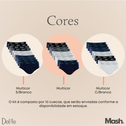 Imagem de Kit com 10 Cuecas Mash Slip de Algodão Cotton Masculina
