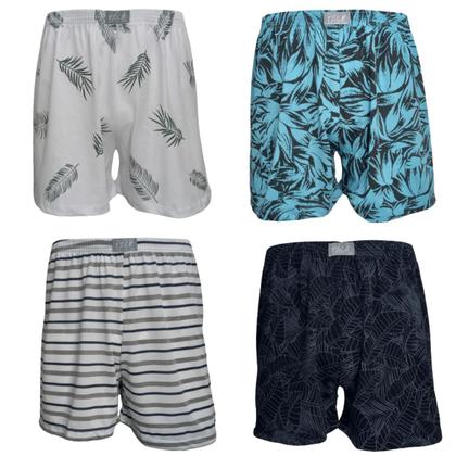 Imagem de Kit Com 10 Cuecas Samba Canção Estampada Short de Dormir Pijama Masculino Algodão Calção de Ficar em Casa