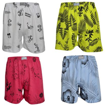 Imagem de Kit Com 10 Cuecas Samba Canção Estampada Short de Dormir Pijama Masculino Algodão Calção de Ficar em Casa