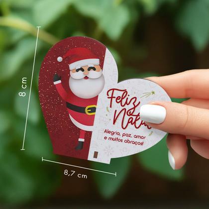 Imagem de Kit com 10 Enfeites de Natal em Formato de Coração  Decoração em MDF para Mesa e Escritório