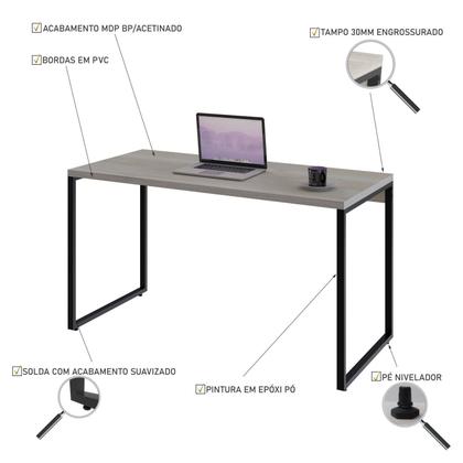 Kit com 10 Escrivaninhas Kuadra 135cm Estilo Industrial - Compace Imagem de Kit com 10 Escrivaninhas Kuadra 135cm Estilo Industrial