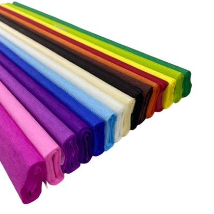 Imagem de Kit Com 10 Folhas De Papel Crepom 48cm X 2m Sortidos
