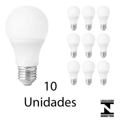 Imagem de Kit com 10 lampadas Led Branca de 9w Bivolt
