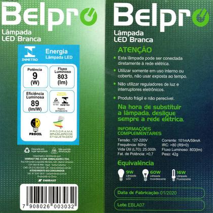 Imagem de Kit com 10 lampadas Led Branca de 9w Bivolt