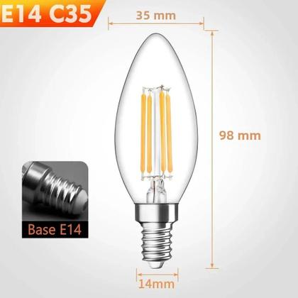 Imagem de Kit com 10 Lâmpadas LED E14 Filamento Vela - 4W/6W - Estilo Vintage Retro