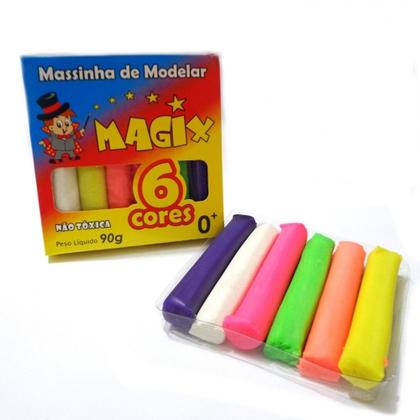 Imagem de Kit com 10 massinha de modelar 6 cores 90g magix