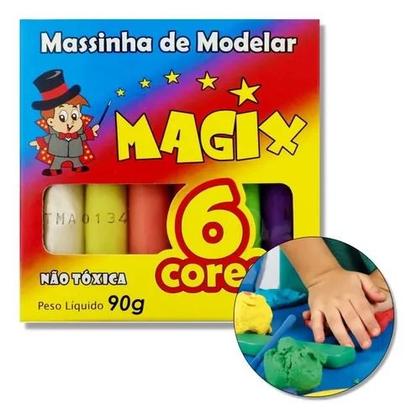 Imagem de Kit com 10 massinha de modelar 6 cores 90g magix