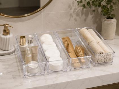Imagem de Kit com 10 Organizadores de Acrílico Médio Gaveta Geladeira Armario Banheiro Maquiagens