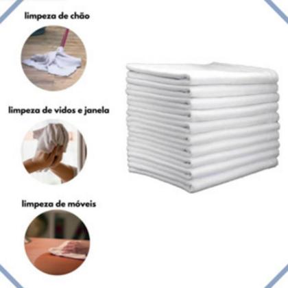 Imagem de Kit com 10 Panos de Chão Grande 70x40cm - Saco Duplo Branco Alvejado - Neves - Revenda - EC