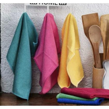 Imagem de Kit Com 10 Panos Microfibra 35x55cm Limpa Carro Vidro Prato Pia Limpeza Flanela Multiuso