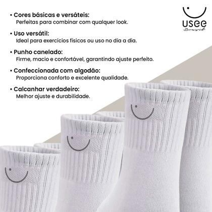 Imagem de Kit com 10 Pares de Meias Cano Alto Algodão Usee Brasil
