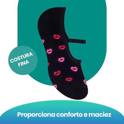 Imagem de Kit Com 10 Pares De Meias Femininas Selene Pilates Antiderrapante Com Viés