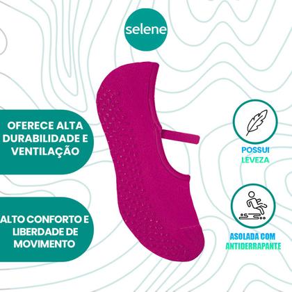 Imagem de Kit Com 10 Pares De Meias Femininas Selene Pilates Antiderrapante Com Viés