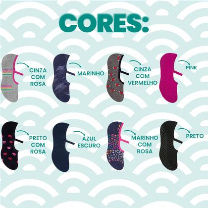 Imagem de Kit Com 10 Pares De Meias Femininas Selene Pilates Antiderrapante Com Viés