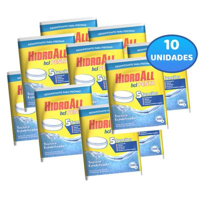 Imagem de Kit com 10 Pastilhas de Cloro Hcl Penta Hidroall Para Tratamento de Piscinas