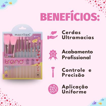 Imagem de Kit Com 10 Pincéis Macrilan Trend Cores Variadas Mt07
