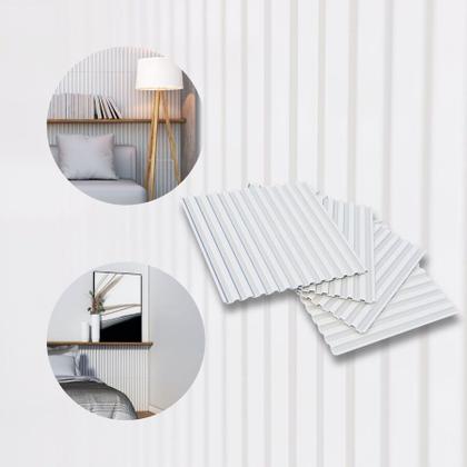 Imagem de Kit Com 10 Placas 3d Pvc Revestimento Estilo Ripado 50x50 Branco