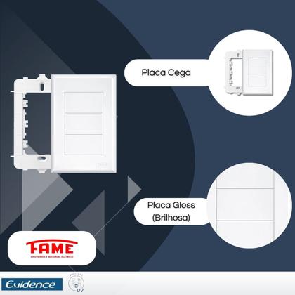 Imagem de Kit Com 10 Placas 4x2 Cega com suporte Evidence - Fame