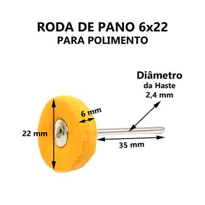Imagem de Kit Com 10 Rodas Pano 22mm Polimento Para Micro Retifica