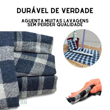 Imagem de Kit com 10 Saco Pano de Chão Xadrez Grande 65x40cm Algodão Alvejado Duplo para Limpeza