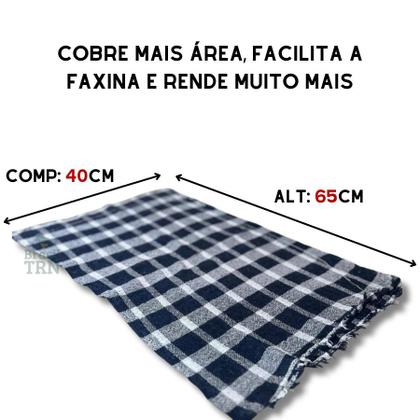 Imagem de Kit com 10 Saco Pano de Chão Xadrez Grande 65x40cm Algodão Alvejado Duplo para Limpeza