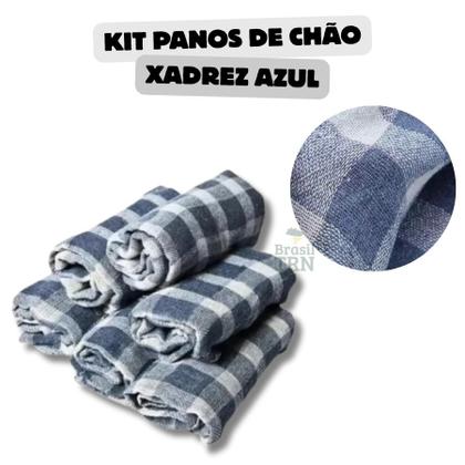 Imagem de Kit com 10 Saco Pano de Chão Xadrez Grande 65x40cm Algodão Alvejado Duplo para Limpeza