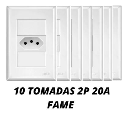 Imagem de Kit Com 10 Tomadas Padrão 2p+T 20A Com Placa Evidence - Fame