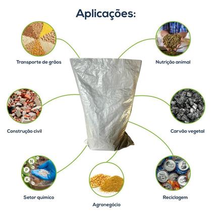 Imagem de Kit Com 10 Un Saco Laminado Costurado Boca Aberta Branco 50x70cm Sem Impressão