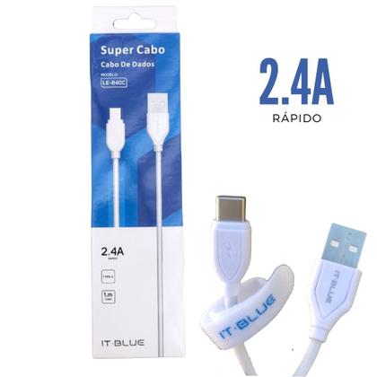 Imagem de Kit Com 100 Cabos Carregador Tipo C - 2.4A Carga Mais Rápida