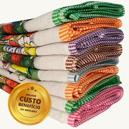 Imagem de Kit Com 100 Pano De Prato Viés - Estampas Variadas - 70 X 38cm - 100% Algodão - 47 Gramas Por Pano