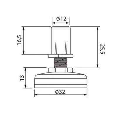 Imagem de Kit com 100 Sapata Pé Nivelador Base 32mm Zincado