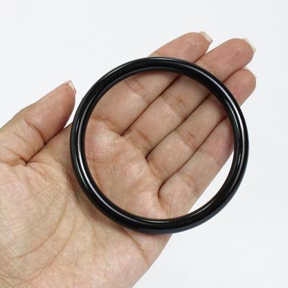 Imagem de Kit Com 100 Unidades de Argola Aro Plástico Preto 7,9cm Espessura 6mm