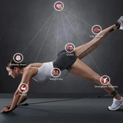 Imagem de Kit Com 11 Extensores Elástico   5 Mini Band, Treino Funcional Completo