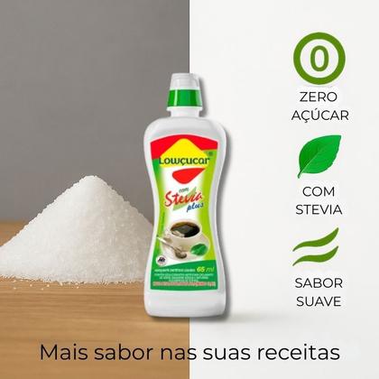 Imagem de Kit Com 12 Adoçantes Lowçucar Plus C/ Stevia Liquido 65ml