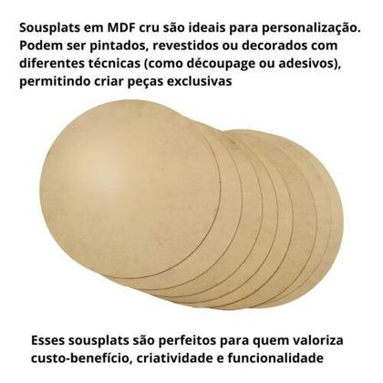 Imagem de Kit Com 12 Bolachas 35x35 Mdf Cru Circulo Base Sousplat