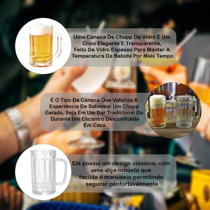 Kit Com 12 Caneca De Chopp Vidro Resistente Alto Relevo Clássico Copo Cerveja Bar C/ Alça 375ml - Lehaví Imagem de Kit Com 12 Caneca De Chopp Vidro Resistente Alto Relevo Clássico Copo Cerveja Bar C/ Alça 375ml