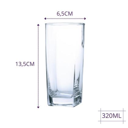 Imagem de Kit com 12 Copos Luxo 320ml Texas Vidro Transparente Grosso