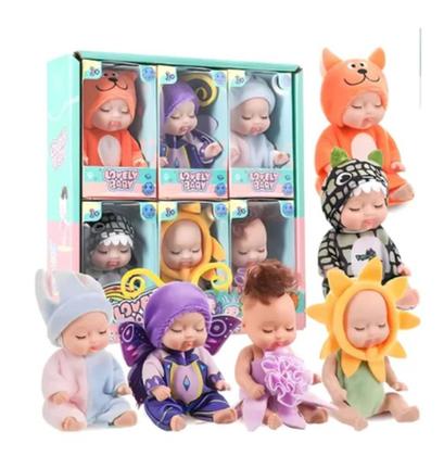 Imagem de Kit Com 12 Mini Bonecas Bebe Reborn 11cm Realismo Miniatura