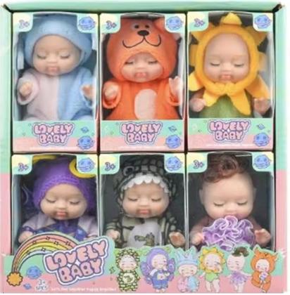 Imagem de Kit Com 12 Mini Bonecas Bebe Reborn 11cm Realismo Miniatura